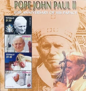 TUVALU PAPST JOHN PAUL II 25 JAHRESTAG DES PÄPSTLICHEN BRIEFMARKENBLATT 4 MINH 2005 - Bild 1 von 1