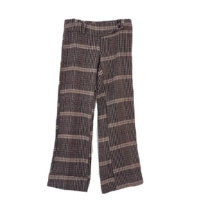 Vintage Wide Leg Cuffed Brown Plaid Made in England W 30 Small/Medium - Picture 1 of 6