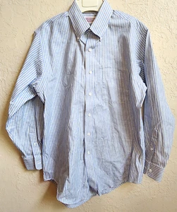 Dillards Roundtree & Yorke Button Up Shirt Mens 15.5X33 Blue Yellow Stripe LS - Picture 1 of 13