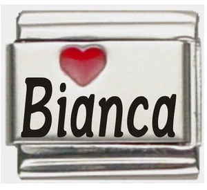 Bianca Laser Name Italian Charm Link - Picture 1 of 7