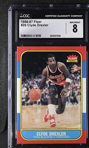 1986-87 Fleer Basketball #26 Clyde Drexler CGC 8 NM/Mint - Picture 1 of 2