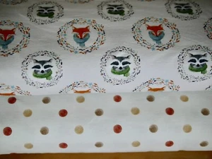 Stoffpaket Sweatstoff Kinder 2 x 25 cm Waldtiere Fuchs Waschbär & Punkte bunt - Bild 1 von 10