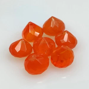 18.95 Ct Natural Fanta Orange Carnelian 7 Briolette Faceted Loose Beads-A935 - Picture 1 of 2