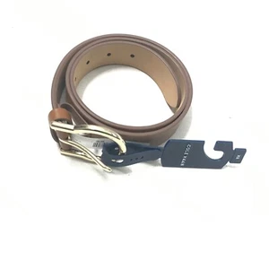 Cole Haan Women's Hinged Metal Buckle Leather Belt in Brown Tan Size XS New $70 - Picture 1 of 6