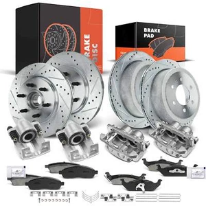 Drilled Brake Rotor & Pads + Caliper for Ford F-150 05-08 Lincoln Front & Rear - Picture 1 of 8