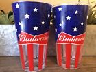 Lot (2) Rare Budweiser American Flag Pint Beer Glass Glasses Collector July 4th