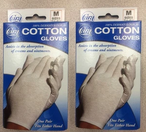 2 Pairs Cara 100% Dermatological Cotton Gloves Medium Sizes 7.5-8.5 Free Shiping - Picture 1 of 12