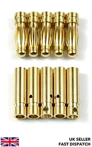 5 pairs 3mm Gold Bullet Connectors / Banana Plugs RC Car/Drone Lipo Battery - Picture 1 of 2