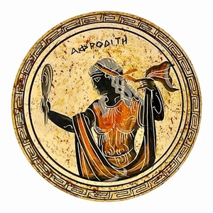 Aphrodite Greek Roman Goddess Jewelry Box Black Figure Pottery Ceramic Vase - Picture 1 of 3