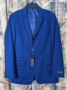 Tommy Hilfiger TH Flex Suit Jacket Big Boys 20 Blue Windowpane Blazer NWT