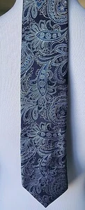 Daniel Cremieux Neck Tie Nwt Blue Paisley Silk Seven 7 Fold Hand Made in Italy - Picture 1 of 3
