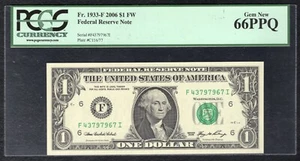 FR. 1933-F 2006 $1 FW FRN FEDERAL RESERVE NOTE ATLANTA, GA PCGS GEM UNC-66PPQ - Picture 1 of 2
