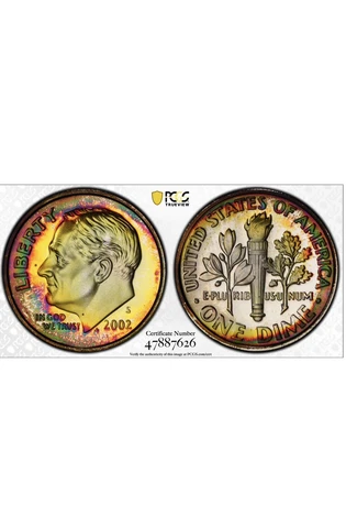 MONSTER TONED 2002-S SILVER PR67 DCAM DIME GRADED BY PCGS WITH TRUEVIEWS! Cover