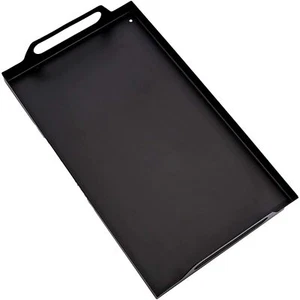 Black Metal Serving Tray With Handles For Coffee Table Living Room Rustic Style - Picture 1 of 7