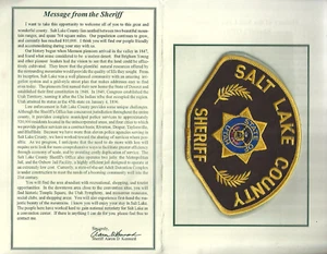 Salt Lake County Sheriff (Utah) Shoulder Patch on a Department History Card - Picture 1 of 2