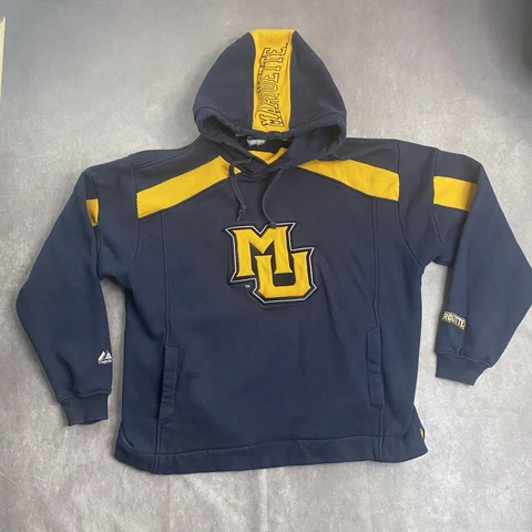 Majestic Marquette University Embroidered Thermal Patch Logo Hoodie Size Large Cover