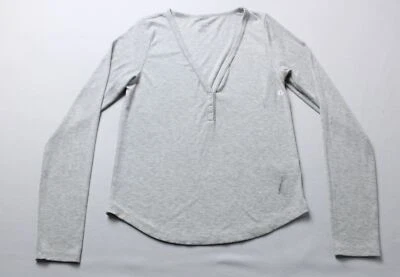 Camisa Henley American Eagle para mujer manga larga cuello en V LB3 gris jaspeado grande Foto 1 de 4