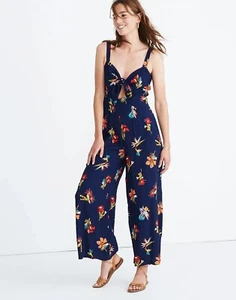 Madewell Damen Größe 8 Blau Plumeria Ausschnitt Paradiesvögel Overall - Bild 1 von 8