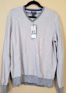 Kenneth Cole Reaction Mens Large Heather Gray Cotton Blend V Neck Sweater - Picture 1 of 3