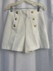 Zara White Sailor High Waisted Bermuda Shorts with Golden Buttons Size Small 