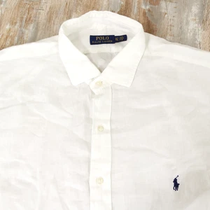 POLO RALPH LAUREN Linen Button Shirt Size XLT White Long Sleeve - Picture 1 of 16