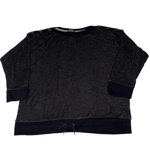 LRL Lauren Jeans Co Ralph Lauren Women's Sweater Shoulder Buttons Navy Petite L - Picture 1 of 8