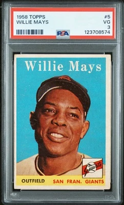 PSA 3 - 1958 Topps - Willie Mays #5 - Salón de la fama *tarjetas de texto* Foto 1 de 3