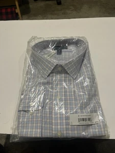 Talla 20/39 Nueva Camisa de Vestir Azul Claro ABAJO CON BOTONES Para Hombre Calce Clásico a Cuadros Nueva en Paquete - Imagen 1 de 7