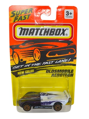 1993 Matchbox Super Fast Oldsmobile Aerotech #62 White/Purple Die Cast - Image 1 of 2