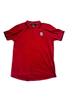 Mens Adidas Golf North Carolina State NC State Wolfpack Polo Shirt Sz L Block S - Picture 1 of 4