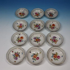 Schumann Dresden Bavaria - 12 Reticulated Floral Nut Dishes - 3¾ inches - Picture 1 of 5