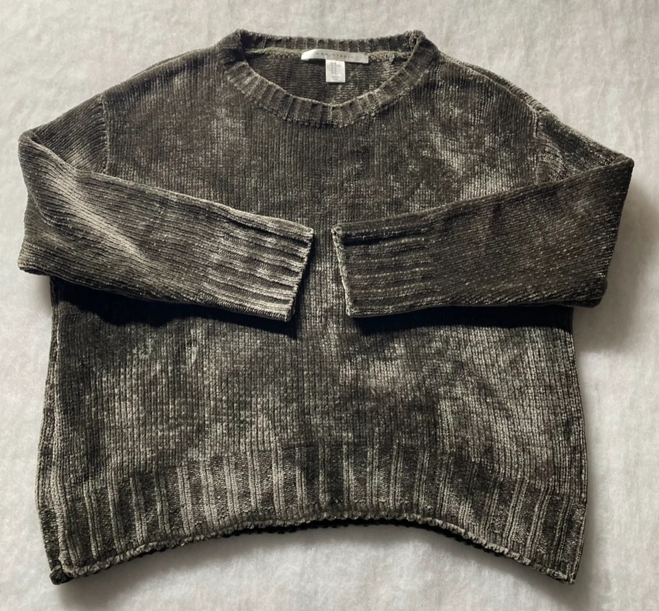 Max Studio Womans Dark Moss Carpet Velour Supply Cozy Pullover Sweater Size XL - Image 1 of 4