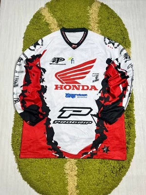 Футболка для мотокросса Honda Racing Progrip красно-белая черная с длинным рукавом мужская размер L - Изображение 1 из 4