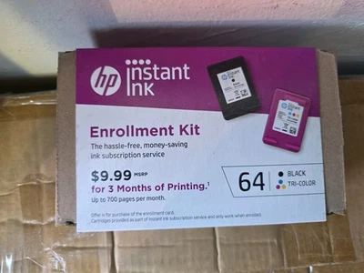 HP 64 Tri-Color/ Black- Instant Ink Cartridges 3 Month Subscription - Image 1 of 2