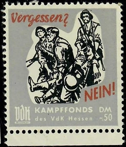 Deutschland Interessante Plakat Label Briefmarke Kampffonds Des VDK Hessen 50 DM - Bild 1 von 1