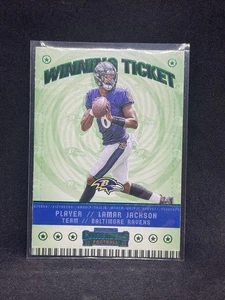 2020 Panini Contenders Lamar Jackson Winning Ticket Emerald Green #WT4 Ravens - Picture 1 of 2