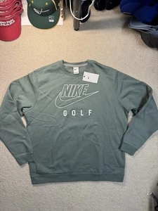 Nike Golf Spell Out Lounge Fleece Pullover Crewneck Size XL Sage Green - Picture 1 of 10
