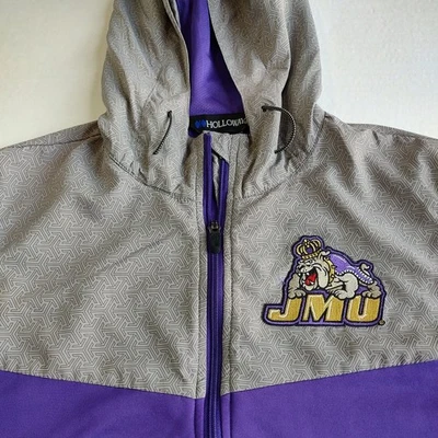James Madison University Dukes Jacket Womens M Gray Purple full Zip Hooded NCAA - Image 1 of 4