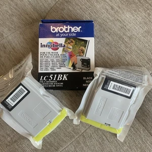 Nuevos paquetes de cartuchos de tinta originales Brother LC51 negros caducados - Imagen 1 de 4