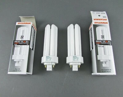 Lot of 2 Sylvania 20886 CF32DT/E/IN/841/ECO CFL Bulbs - 32W, 4 Pin, GX24q-3 Base - Image 1 of 4