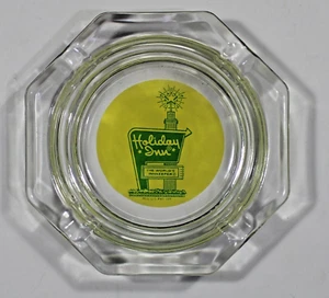 Vintage Holiday Inn Glas Achteck Aschenbecher 4,5" gelb grün Weltwirt - Bild 1 von 2