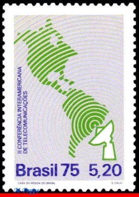 1415 BRASIL 1975 CITEL, CONFERENCIA DE TELECOMUNICACIONES, MAPAS, MI# 1511, MNH Foto 1 de 2