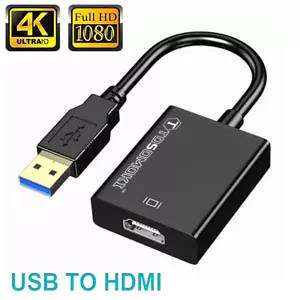 USB to HDMI Adapter USB 3.0/2.0 to HDMI Cable Video Converter For PC Laptop HDTV - Picture 1 of 7