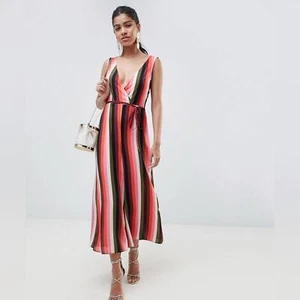 ASOS Stripped Wrap Front Jumpsuit- 12 - Picture 1 of 9