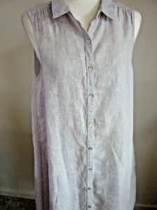 Halston Pale grey 100% linen sleeveless knee length dress - Picture 1 of 10