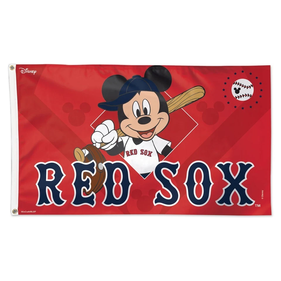 BOSTON RED SOX MICKEY MOUSE BASEBALL 3'X5' DELUXE FLAG NEW WINCRAFT 👀 - Image 1 of 1