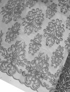 Silber Stickerei Spitze Stoff 50" Breite Meterware - Bild 1 von 3