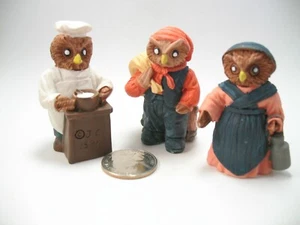Owl Figure Lot of 3 New Painted Resin Owl Characters New Collectable  Lot #17ZZ - Picture 1 of 5