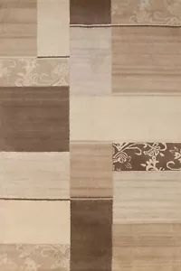 Artisan-crafted Beige Rug Wool Hand-tufted Modern Carpet 5x8 ft - Picture 1 of 14
