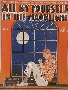 All By Yourself In The Moonlight Sheet Music 1928 Art Deco Vintage Great Cover - Picture 1 of 4
